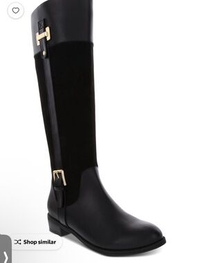 NIB Karen Scott Women's Black Knee-High Riding Boots with Gold Buckle